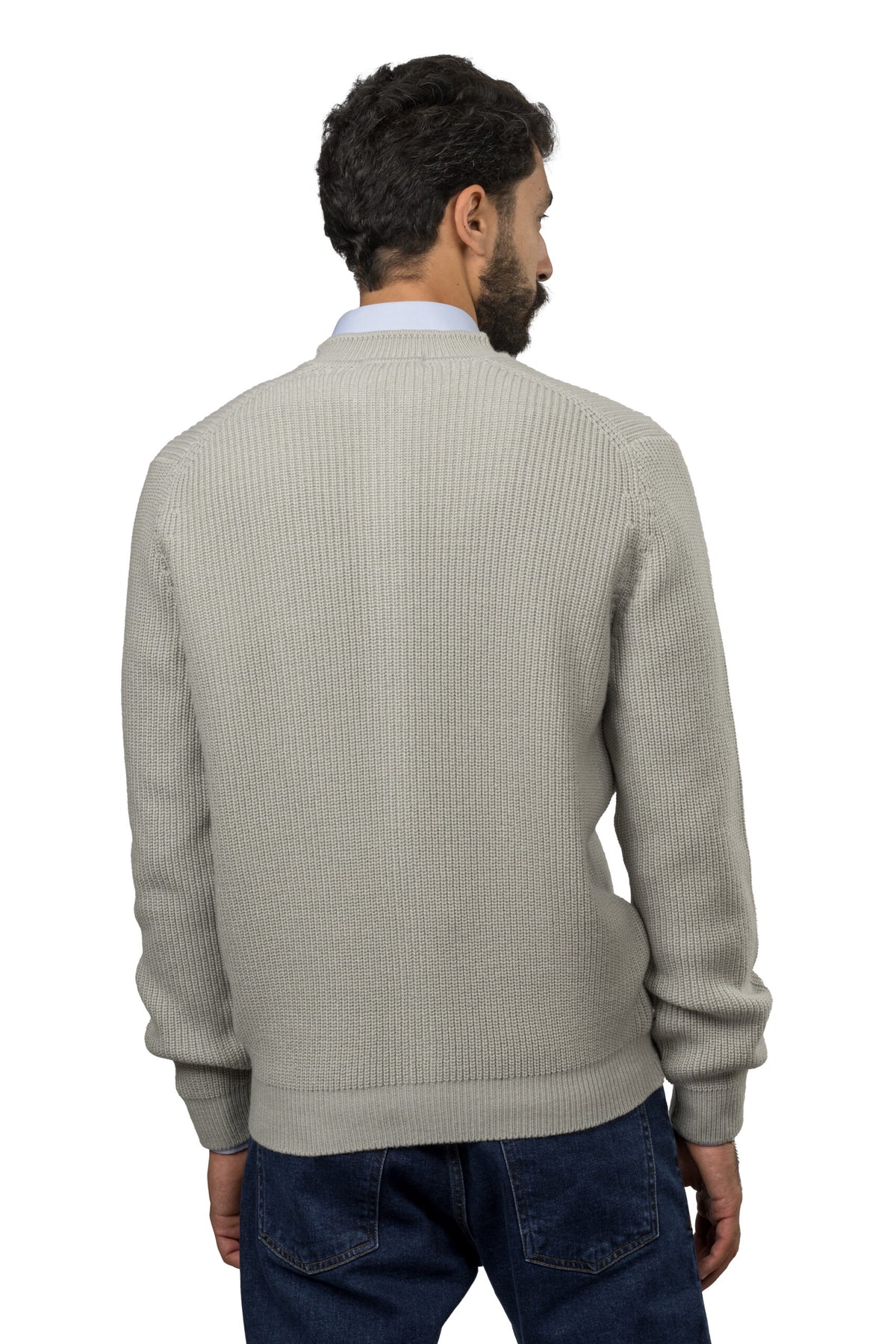 Full-Zip Wool Pullover – Grey