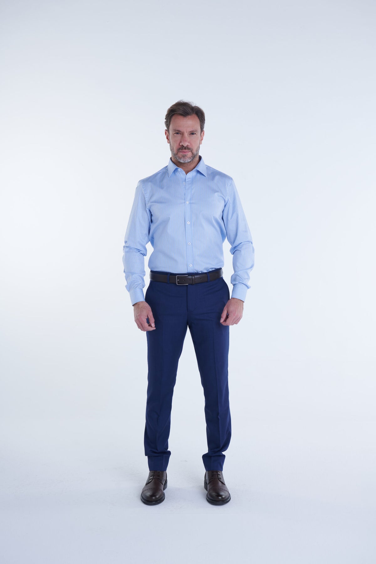 Long Sleeved Striped Classic Shirt – Light Blue