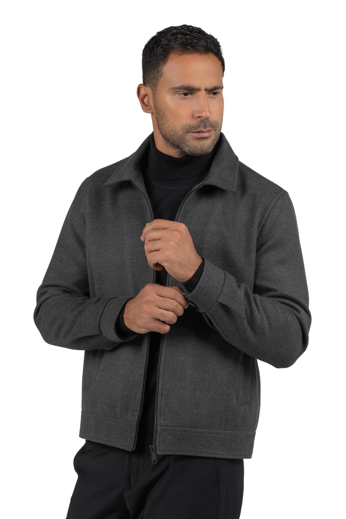 Men's Cotton Blend Full-Zip Jacket – Grey