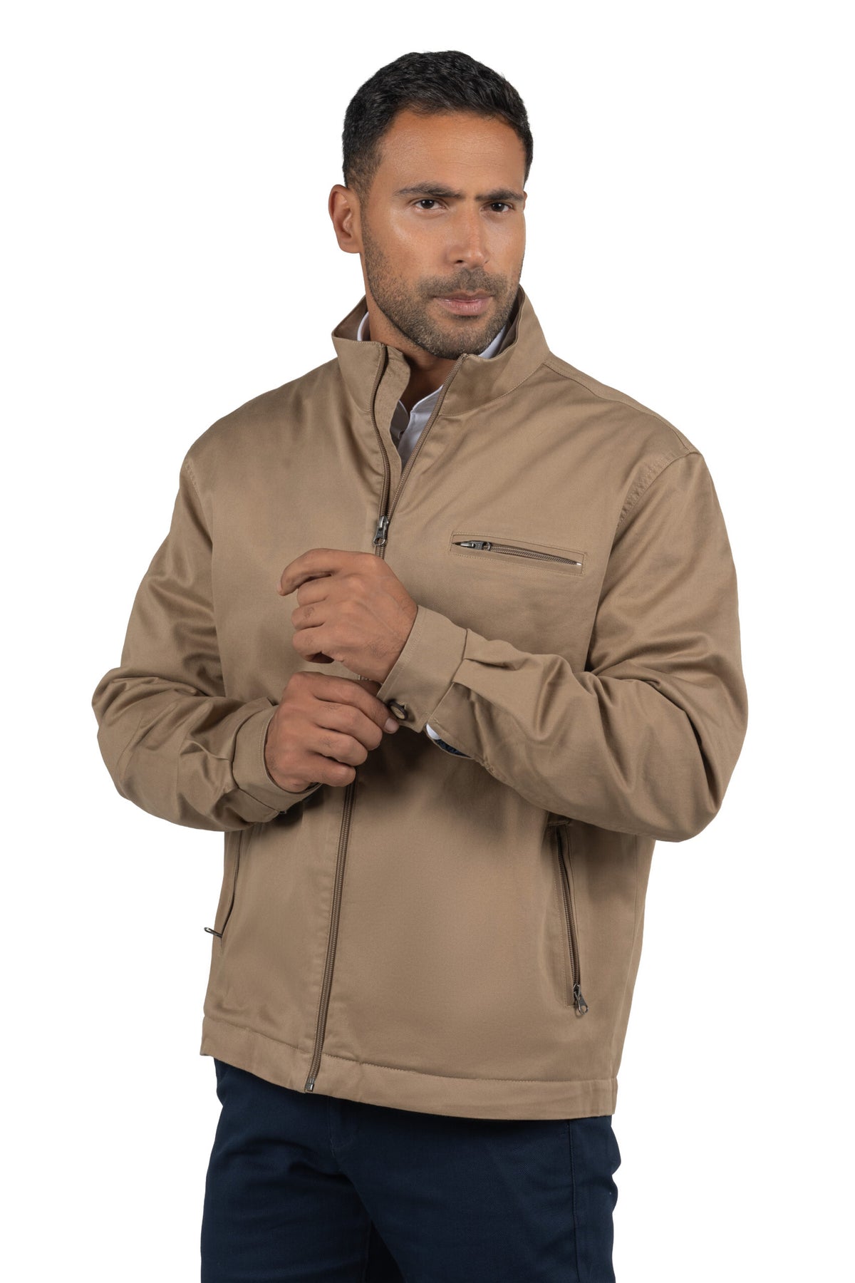 Men's Gabrdine Full-Zip Jacket – Beige