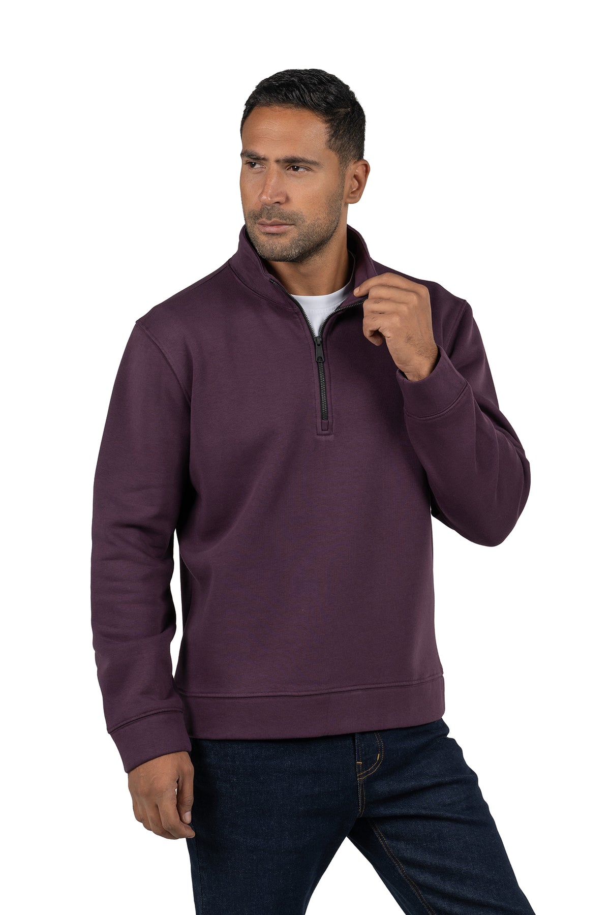 Men's Half-Zip Solid Sweatshirt – Dark Purple