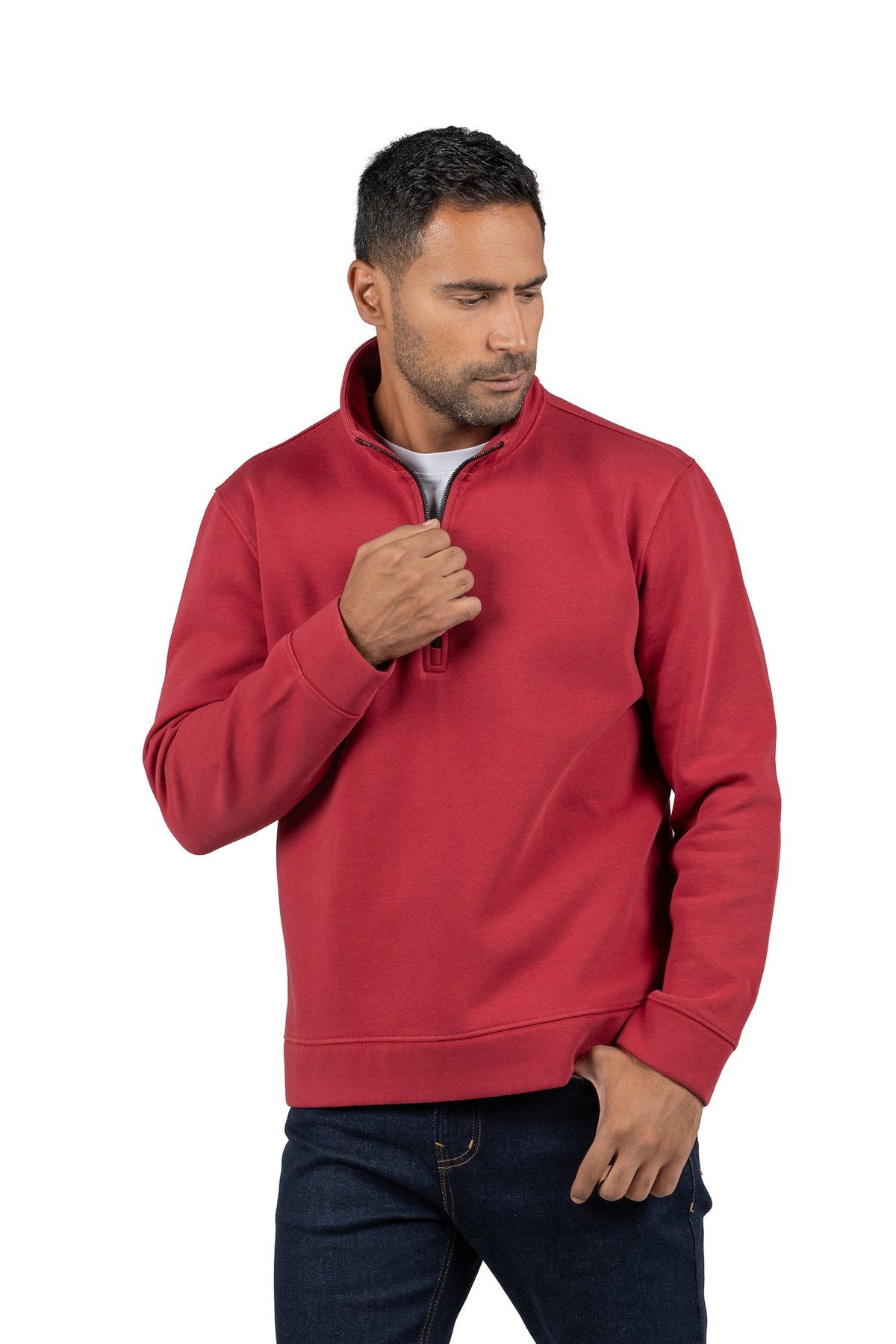 Men's Half-Zip Solid Sweatshirt – Red
