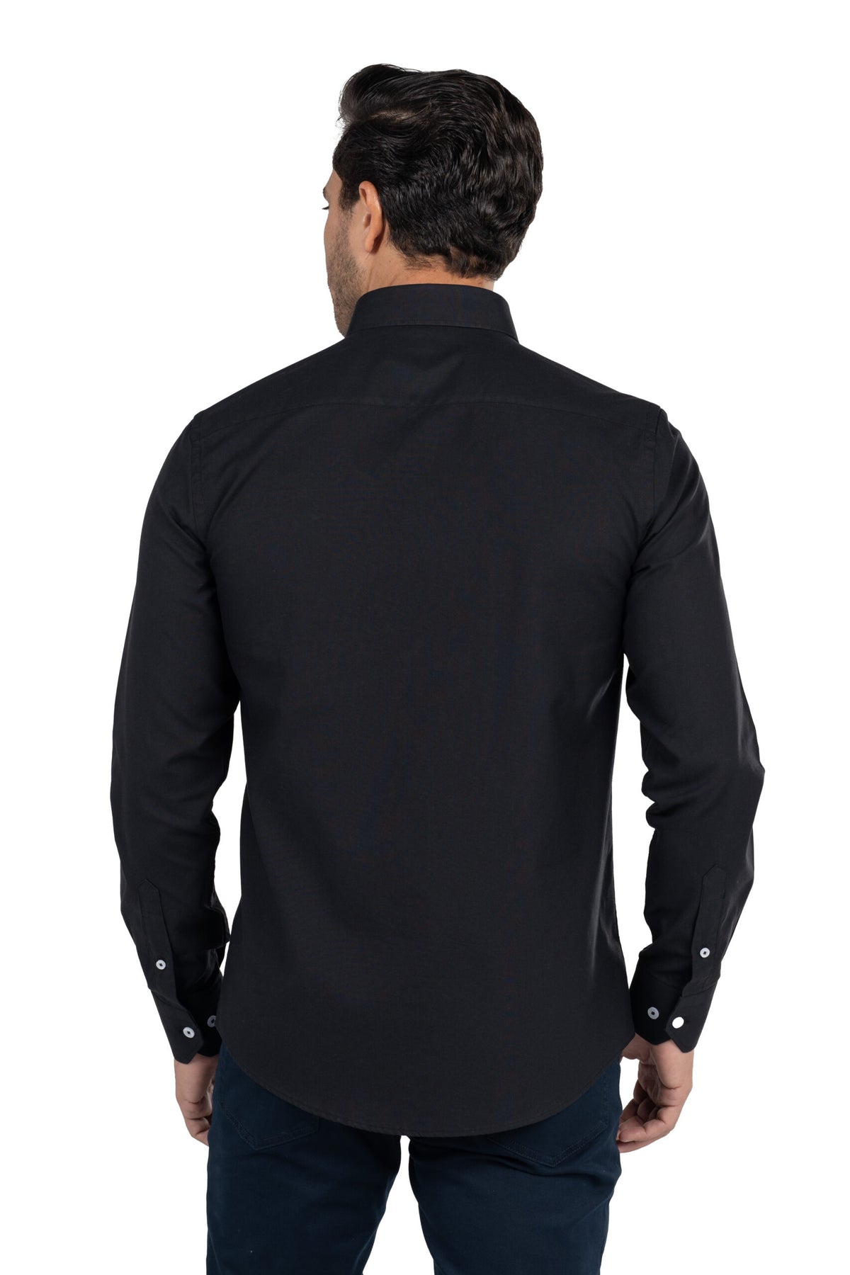 Men's Long-Sleeved Oxford Shirt – Black