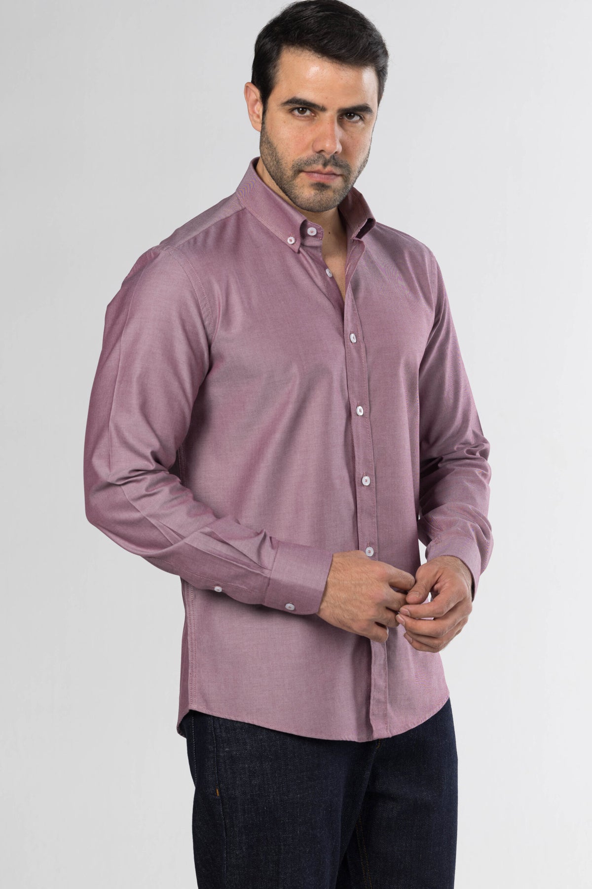 Men's Long-Sleeved Oxford Shirt – Rose