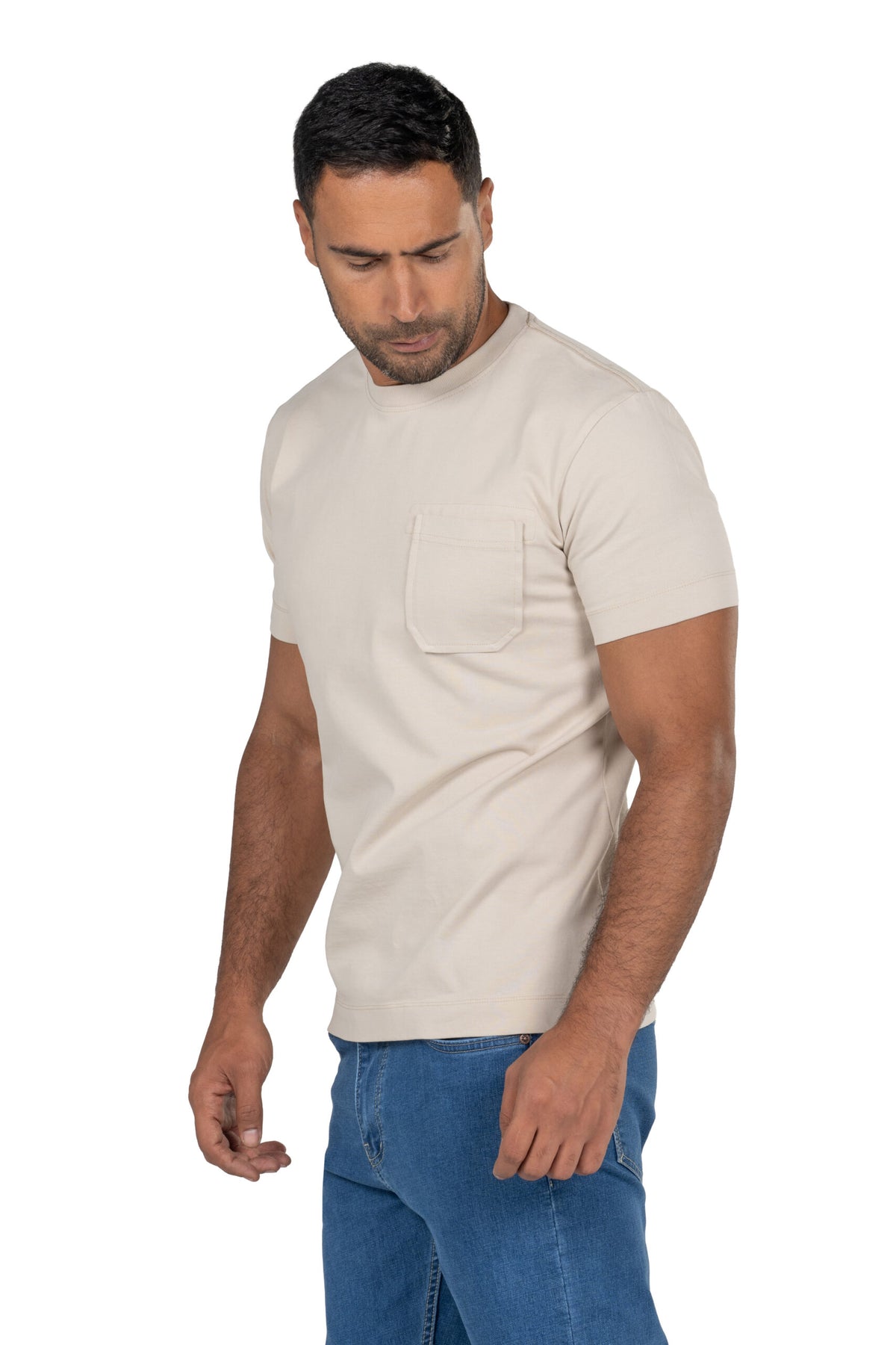 Men's Short Sleeved Heavy Jersey T-Shirt – Beige