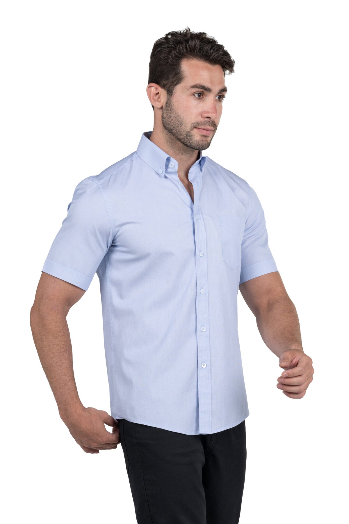 Men's Short Sleeved Solid Shirt – Light Blue