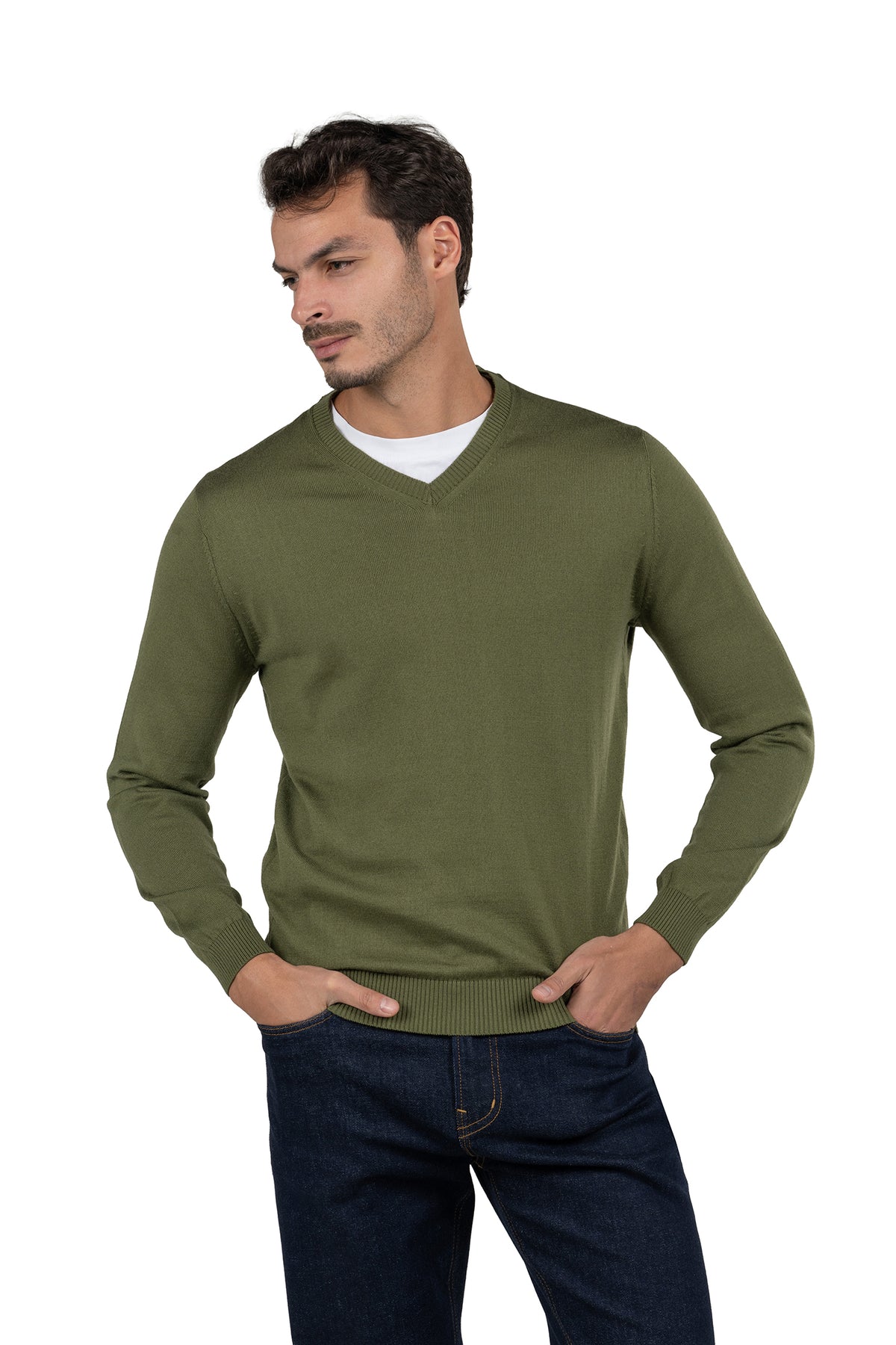 Men's Solid Knit Pullover – Dark Green