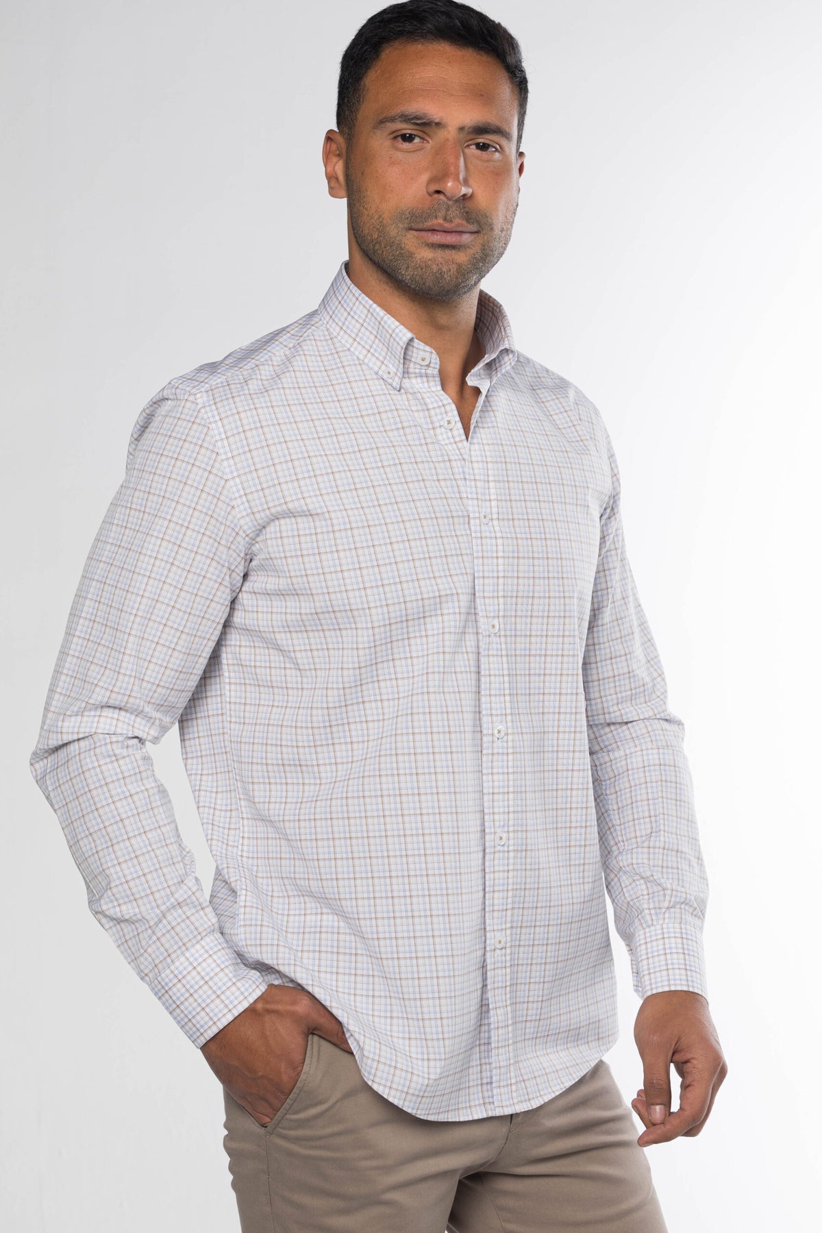 New Checkered Shirt – Beige/Blue
