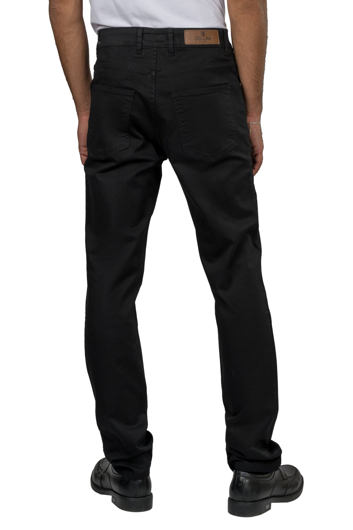 Slim Fit Gabardine Trousers – Black