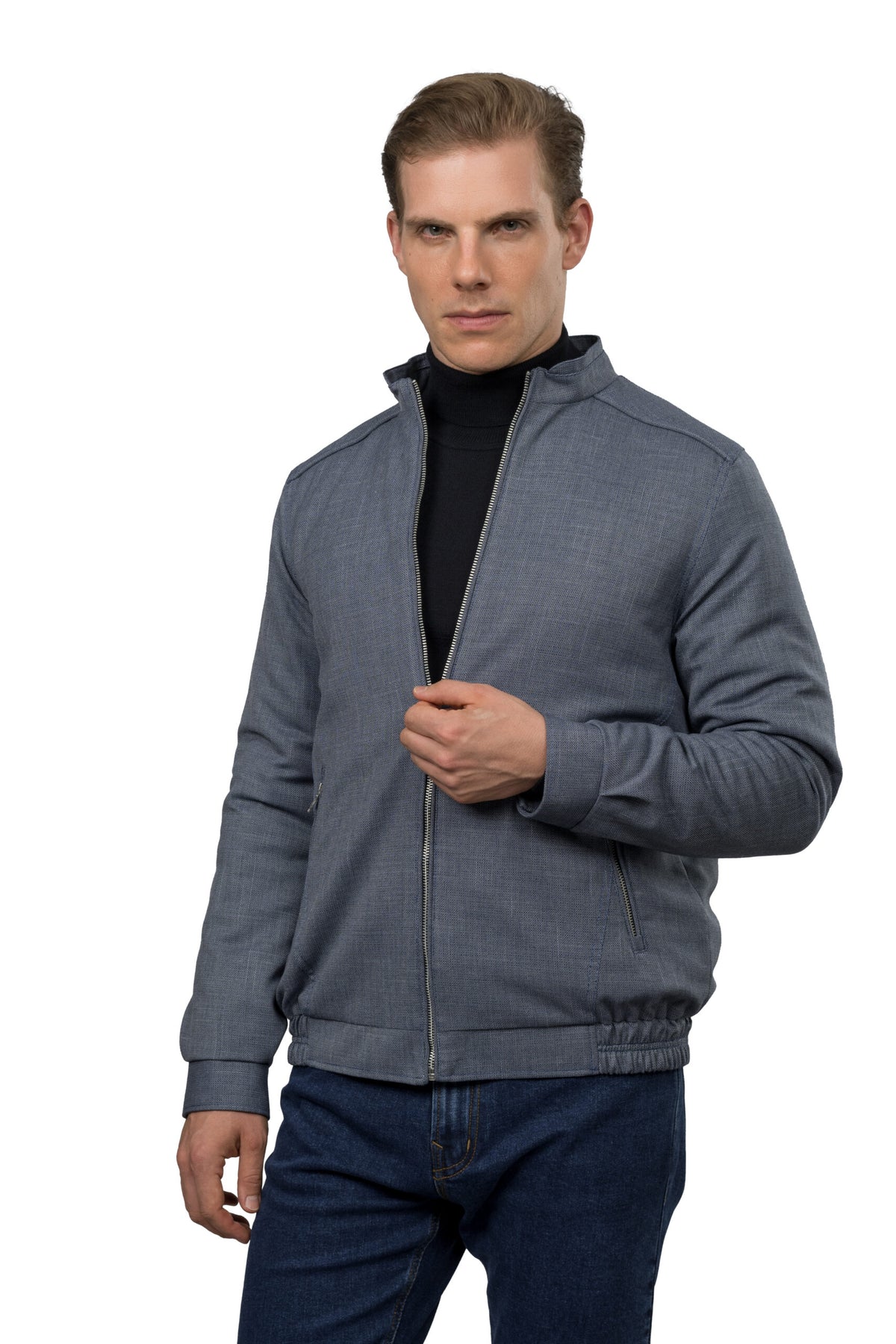 Regular Fit Twill Jacket – Blue/Grey