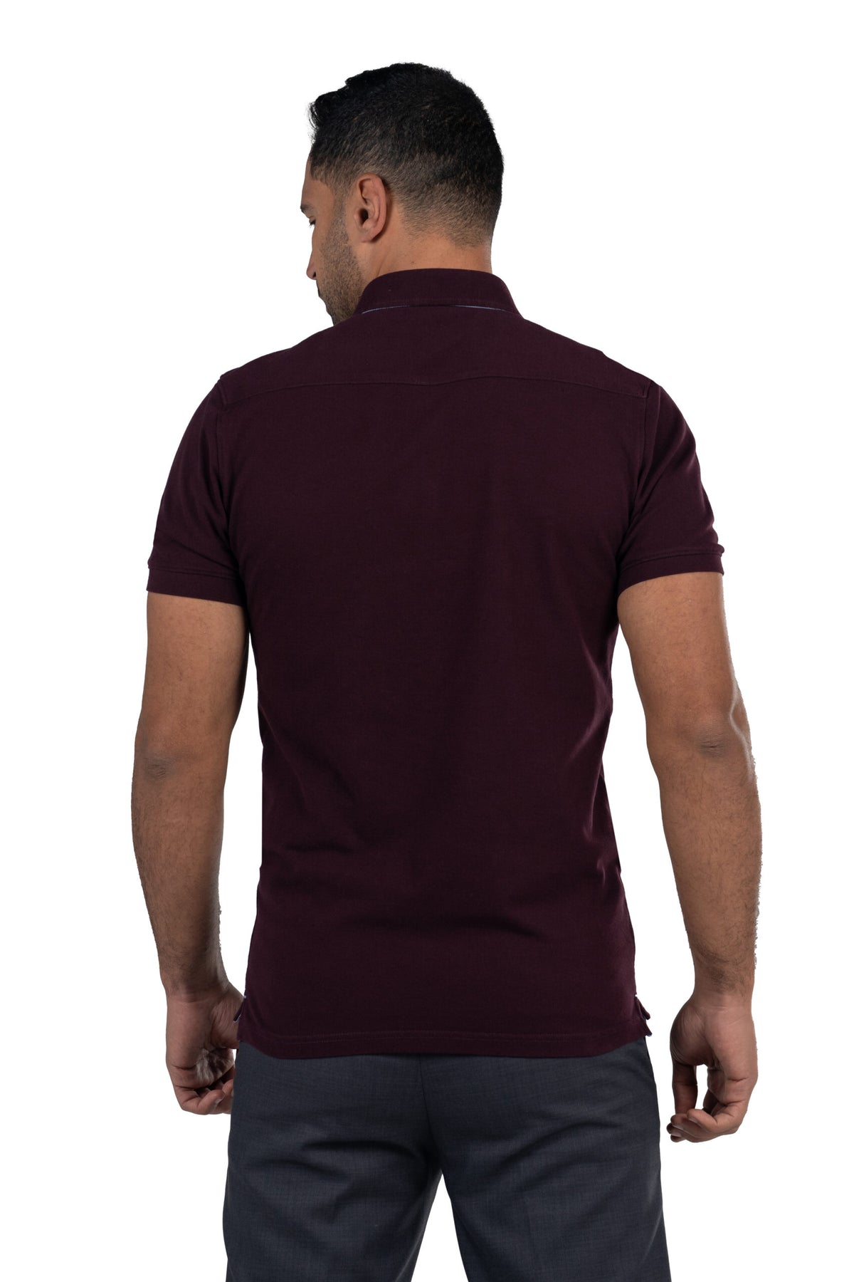 Short Sleeved Solid Polo Shirt – Burgundy