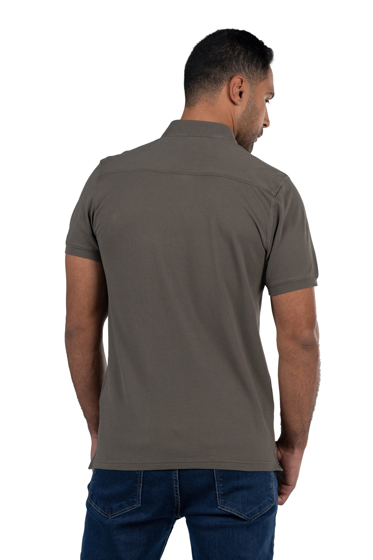 Short Sleeved Solid Polo Shirt – Olive Green