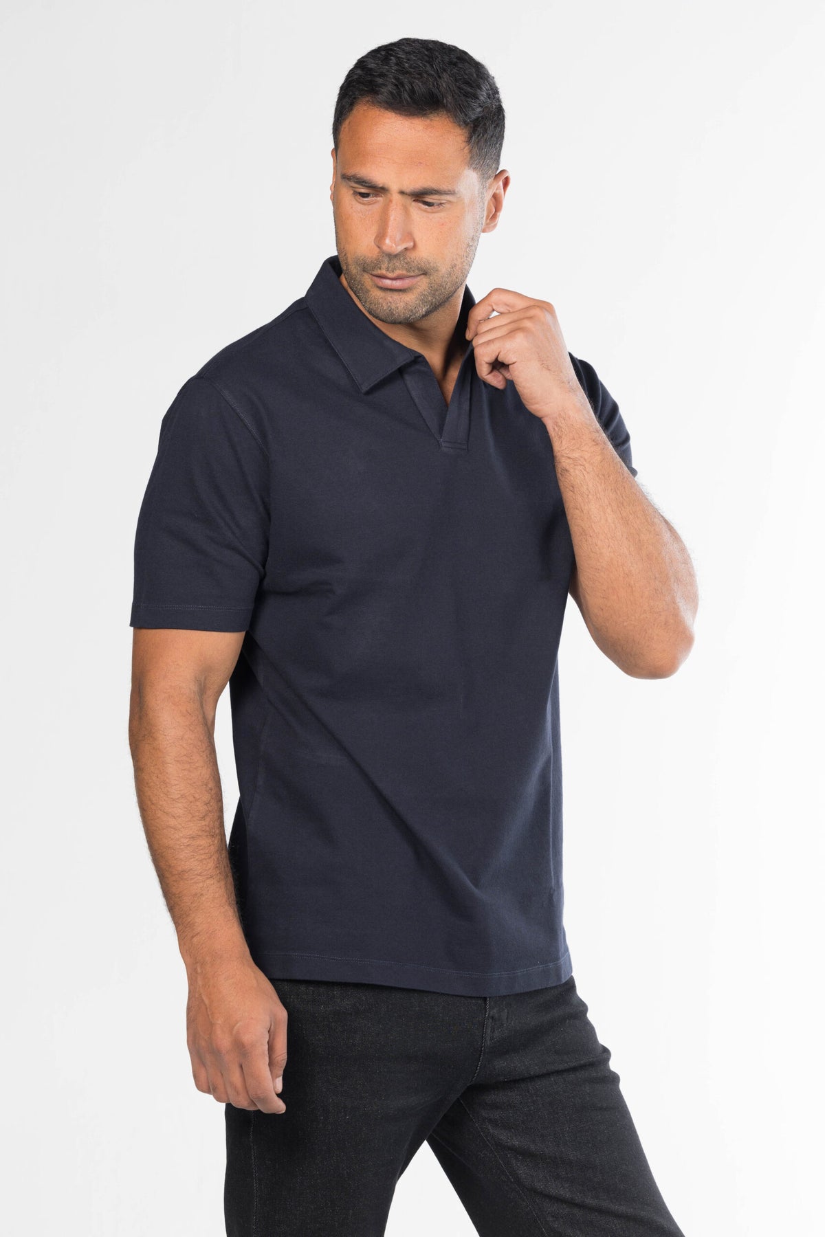 Signature Open Collar Polo – Navy