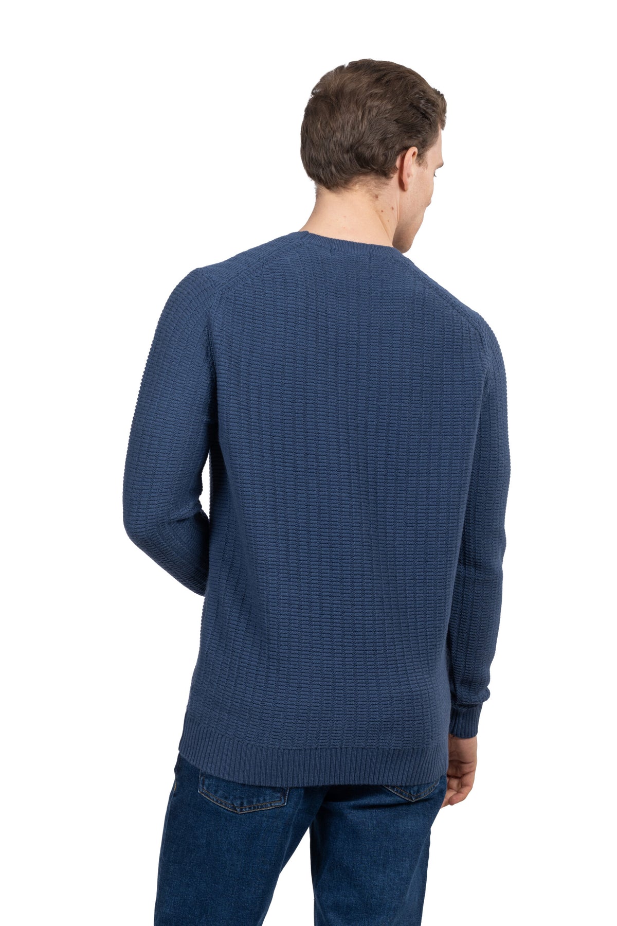 Solid Knit Pullover – Blue