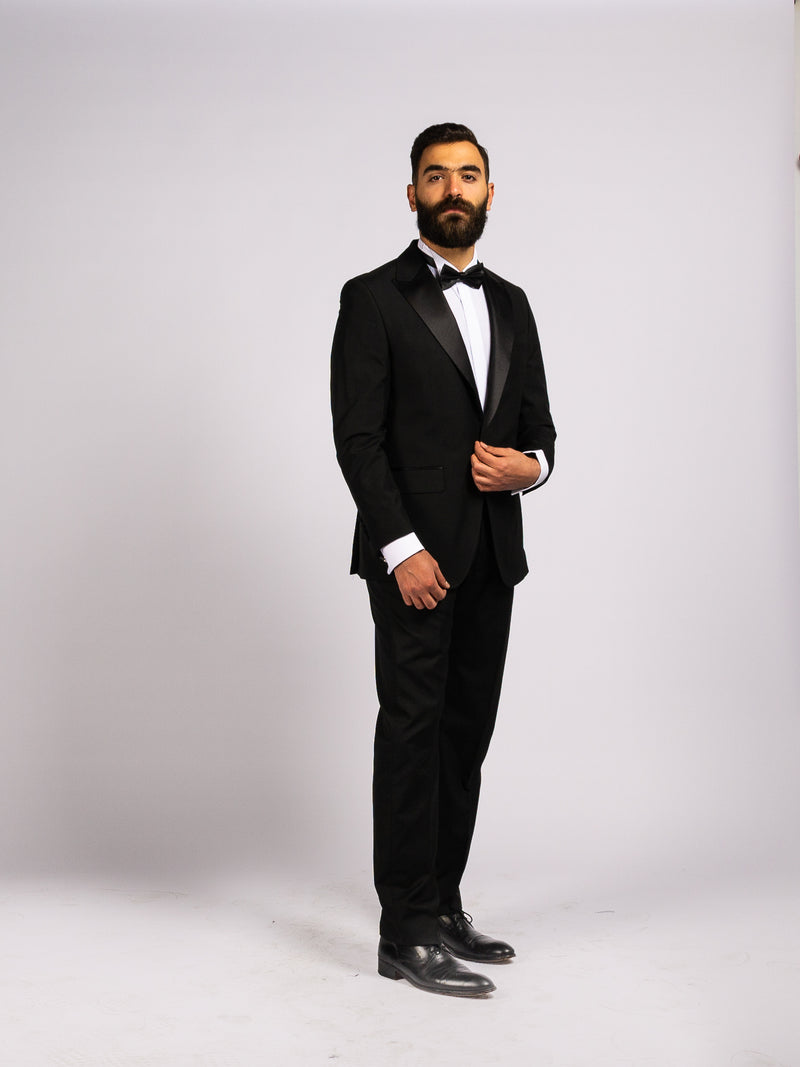2 Piece Peaked Collar Ceremonial Suit/Tuxedo – Black