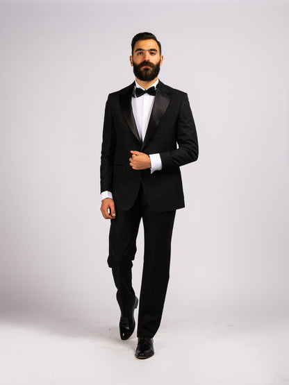 2 Piece Peaked Collar Ceremonial Suit/Tuxedo – Black