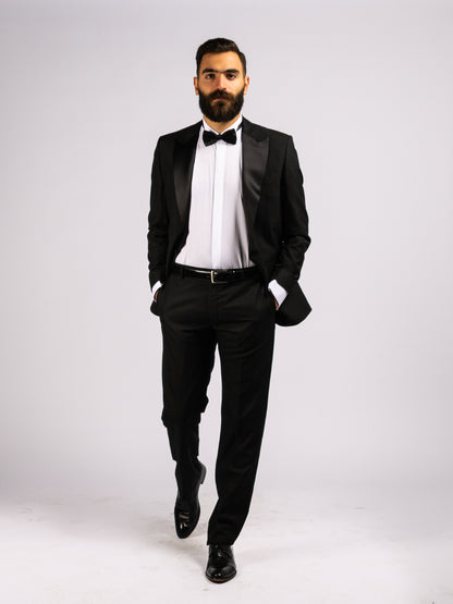 2 Piece Peaked Collar Ceremonial Suit/Tuxedo – Black