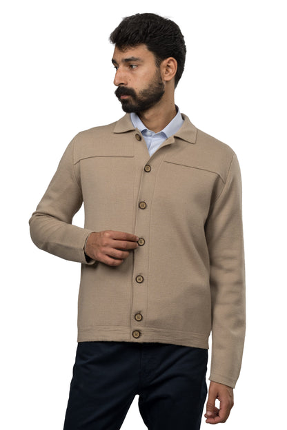 Buttoned Wool Sweater – Beige
