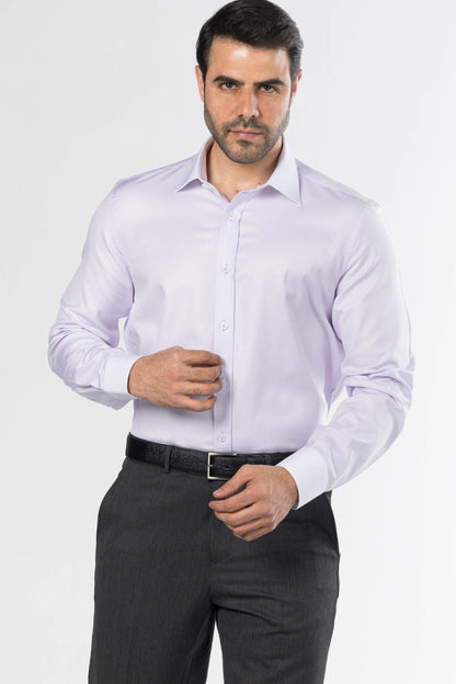 Classic Micro-Dot White Collar Shirt – Light Purple