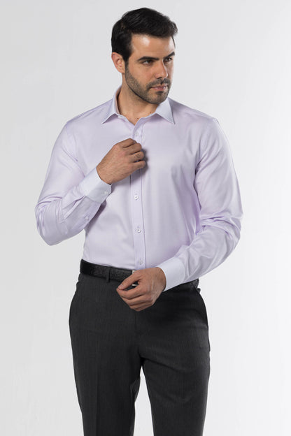 Classic Micro-Dot White Collar Shirt – Light Purple
