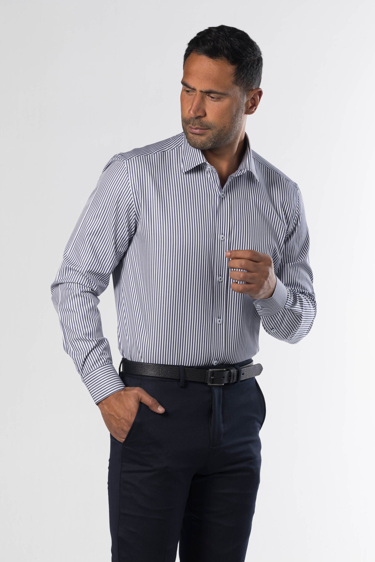 Classic Striped Shirt – Navy