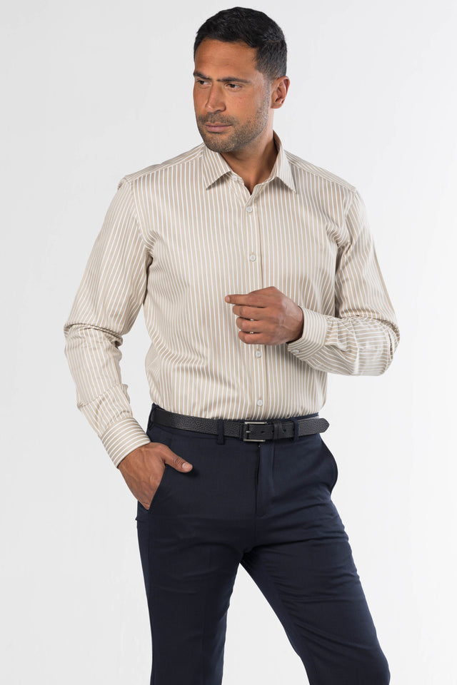 Classic Striped Shirt – Beige