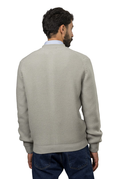 Full-Zip Wool Pullover – Grey