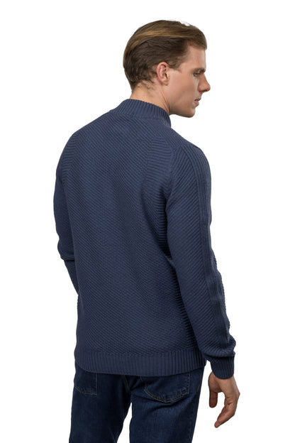 Half-Zip Wool Sweater – Blue