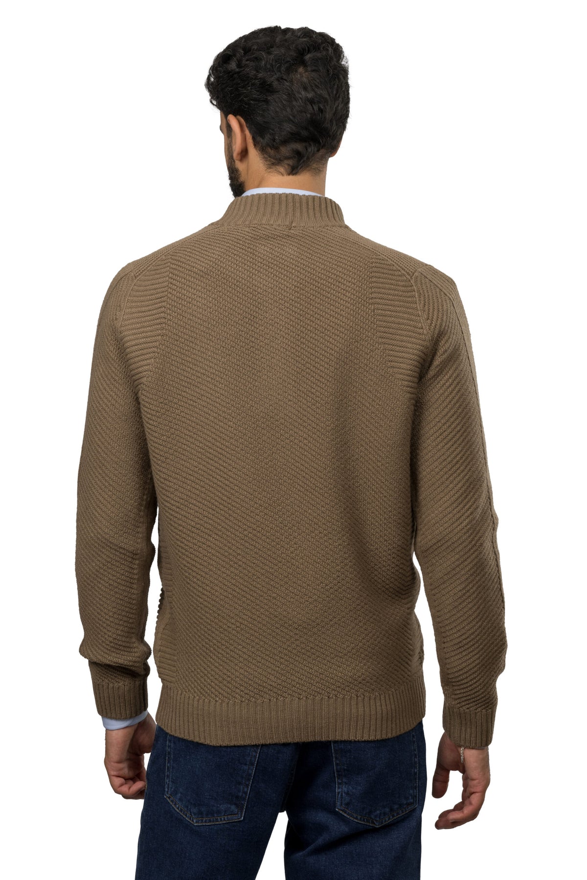 Half-Zip Wool Sweater – Brown