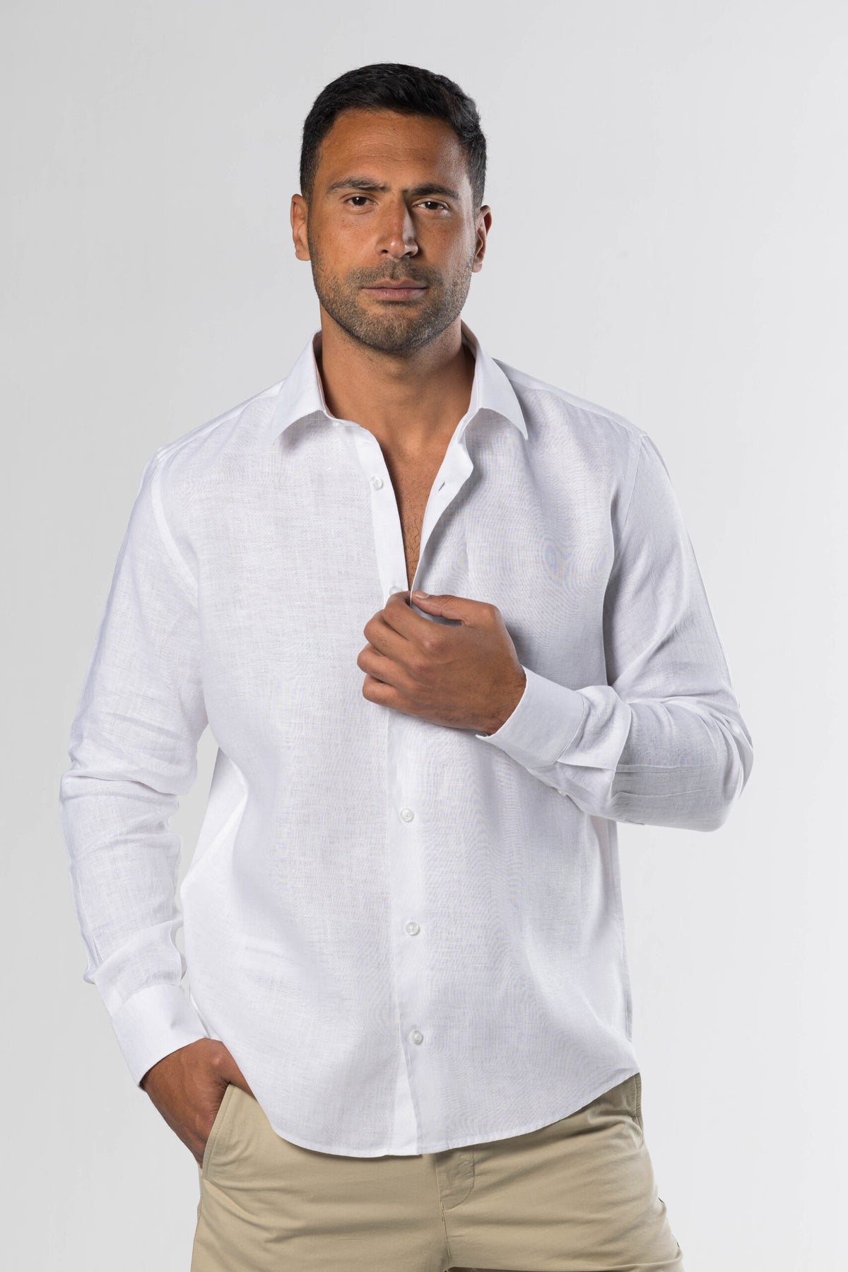 Long Sleeved Linen Shirt – White