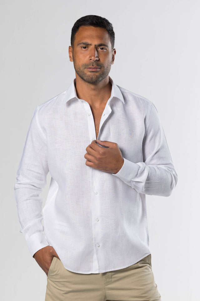 Long Sleeved Linen Shirt – White