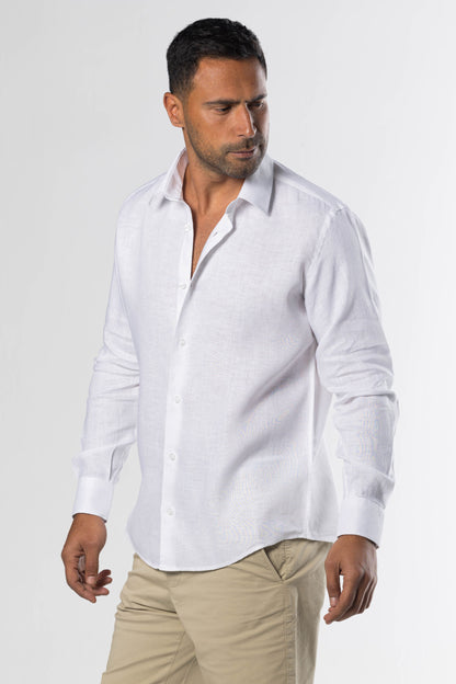Long Sleeved Linen Shirt – White