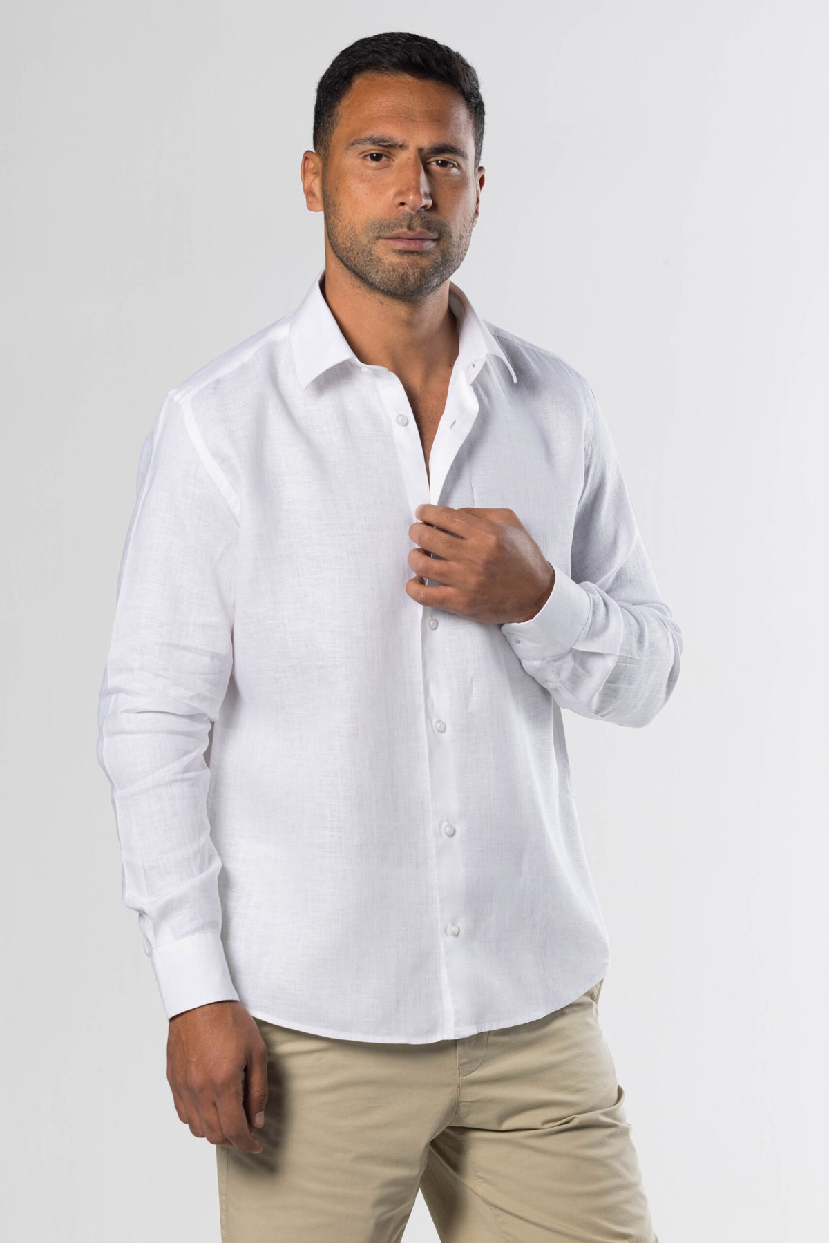Long Sleeved Linen Shirt – White