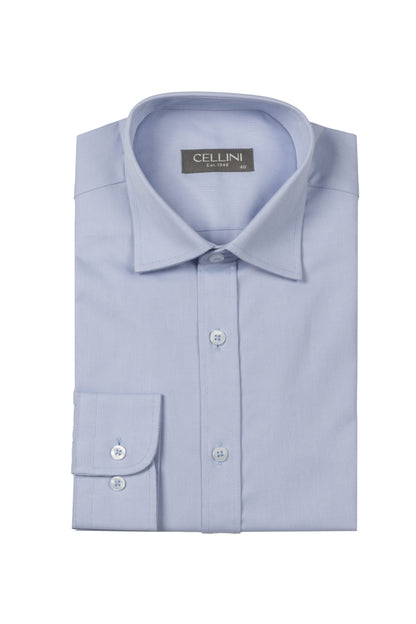 Long Sleeved Pincheck Shirt – Light Blue