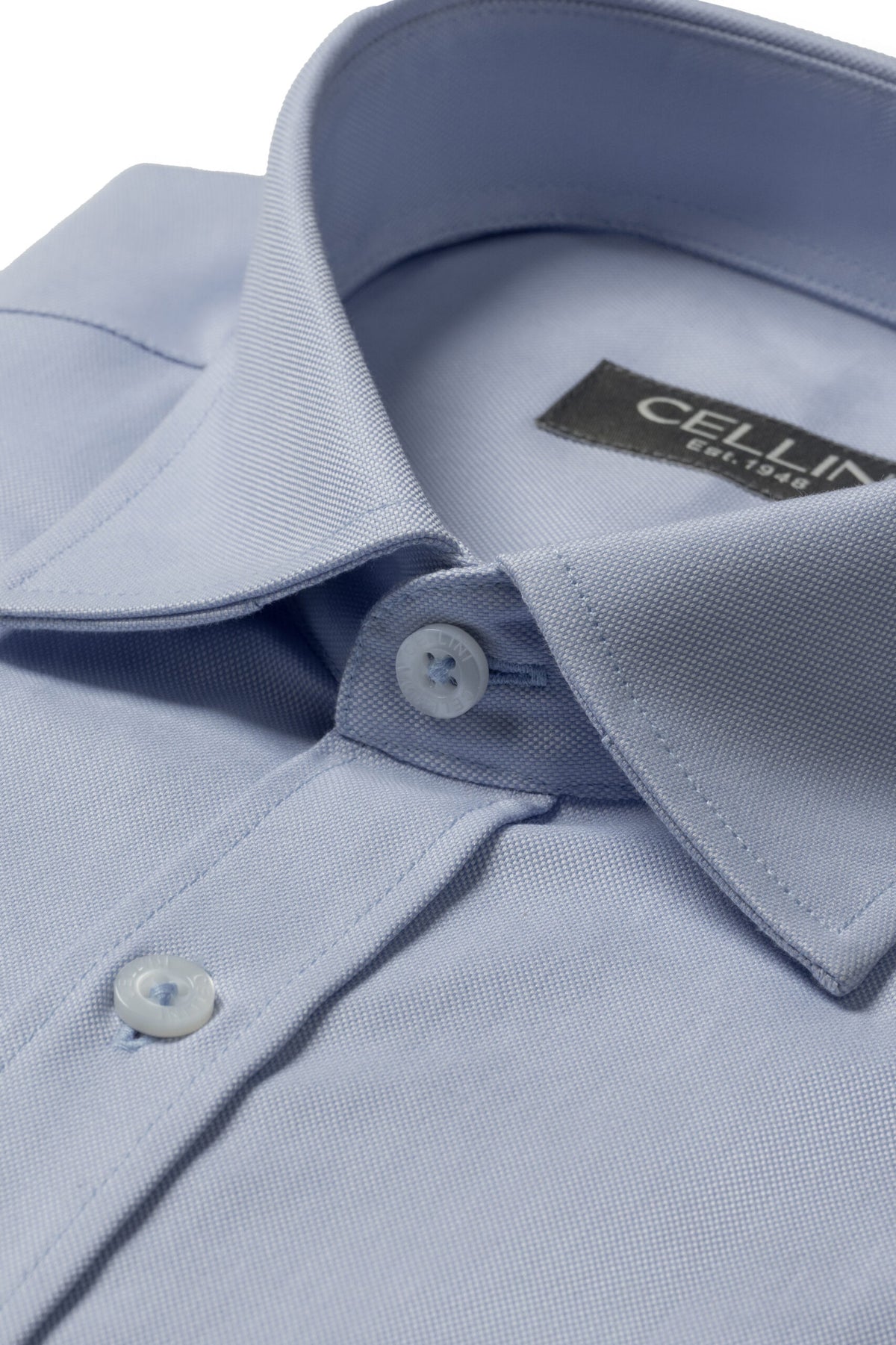 Long Sleeved Pincheck Shirt – Light Blue