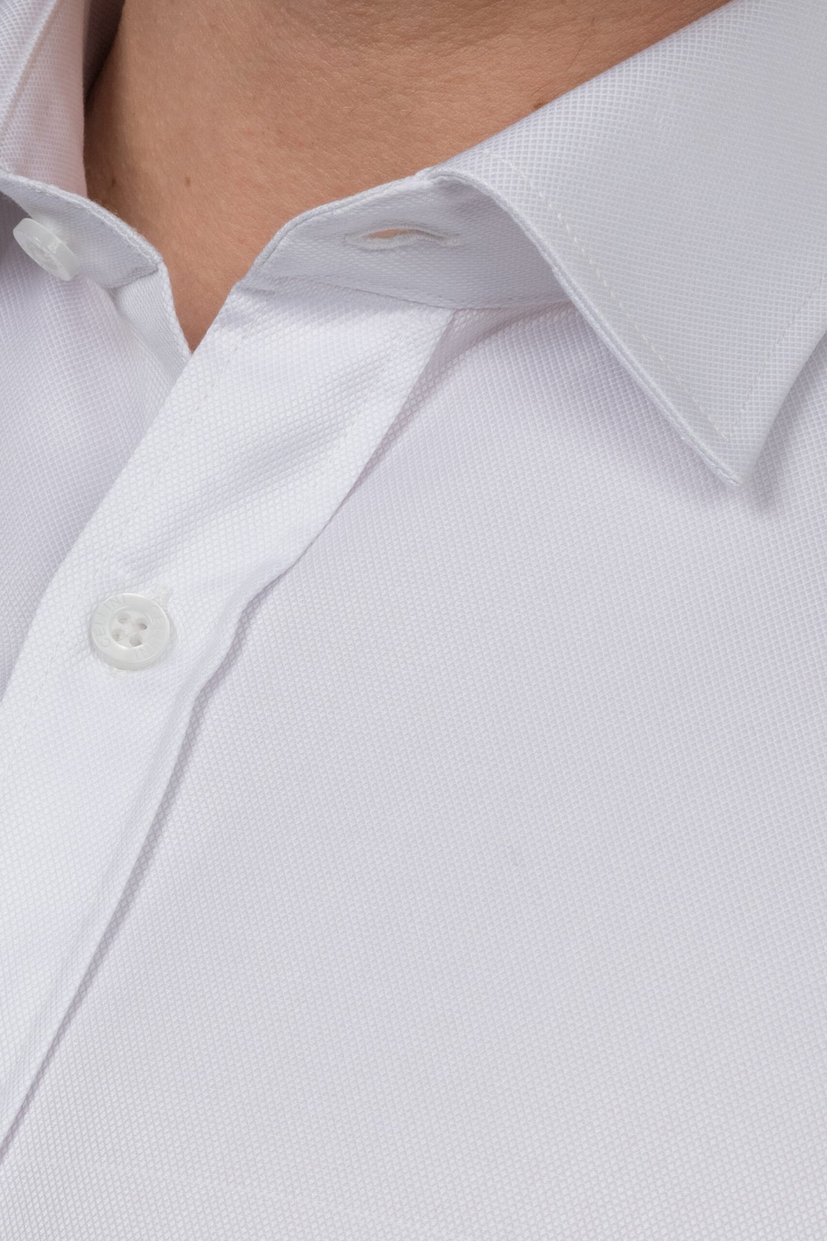 Long Sleeved Pincheck Shirt – White