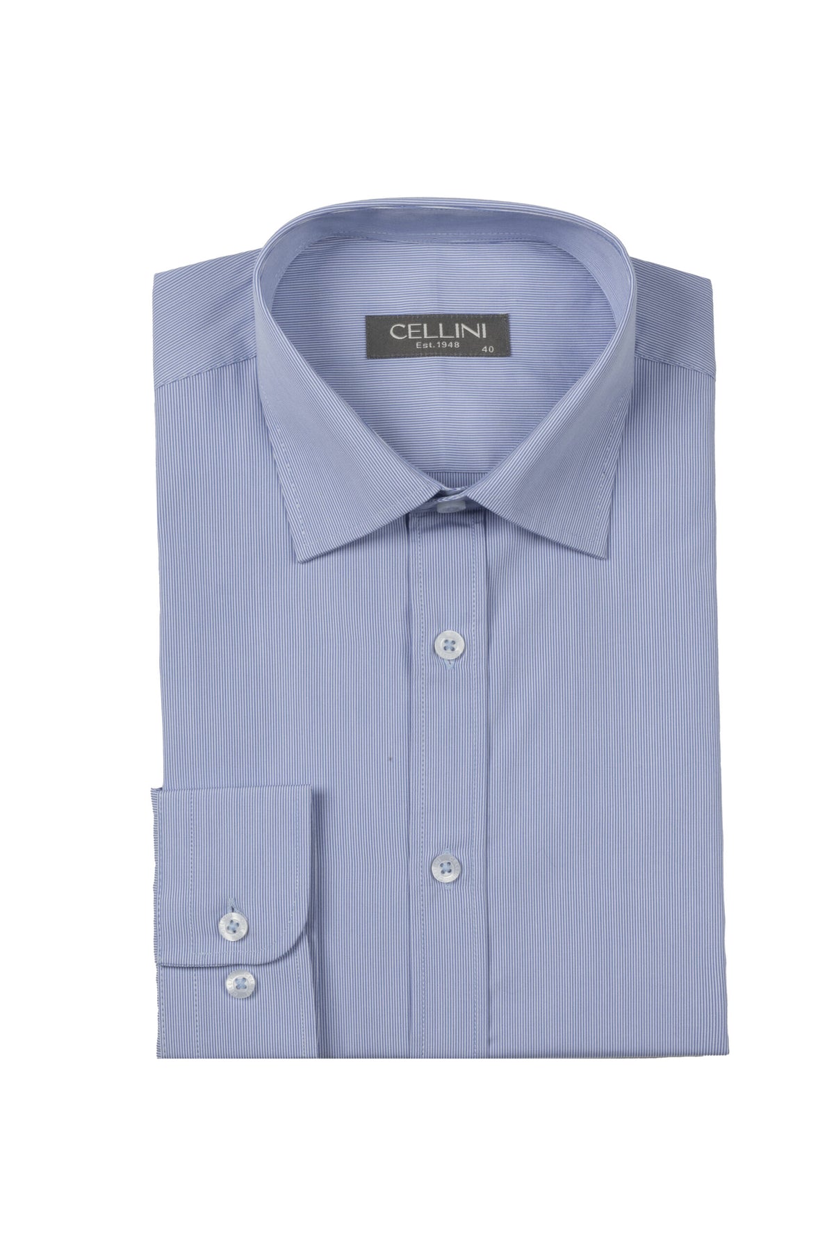 Long Sleeved Pinstripe Shirt – Light Blue