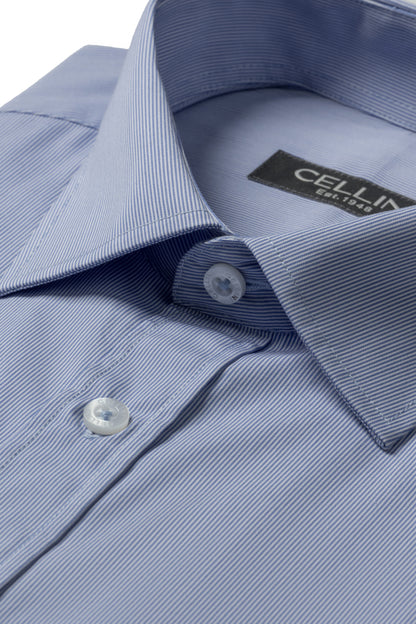 Long Sleeved Pinstripe Shirt – Light Blue