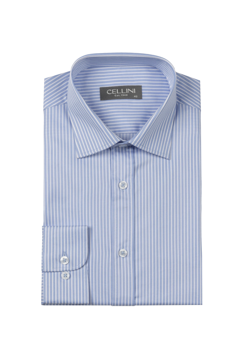 Long Sleeved Striped Classic Shirt – Light Blue