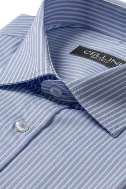 Long Sleeved Striped Classic Shirt – Light Blue