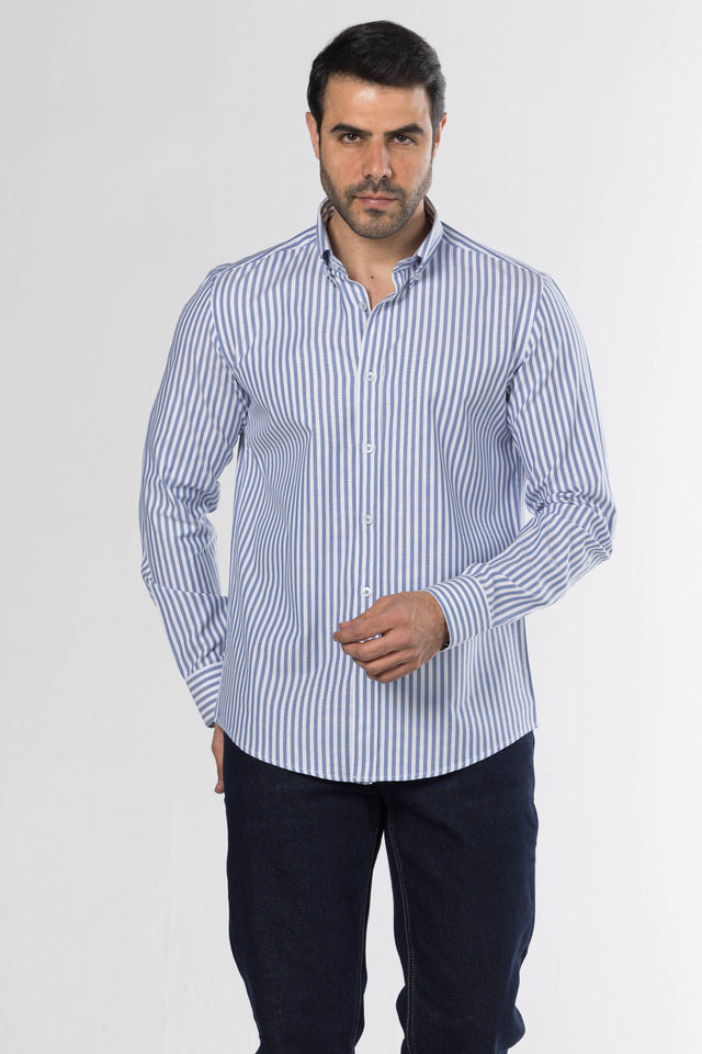 Long Sleeved Striped Shirt – Blue