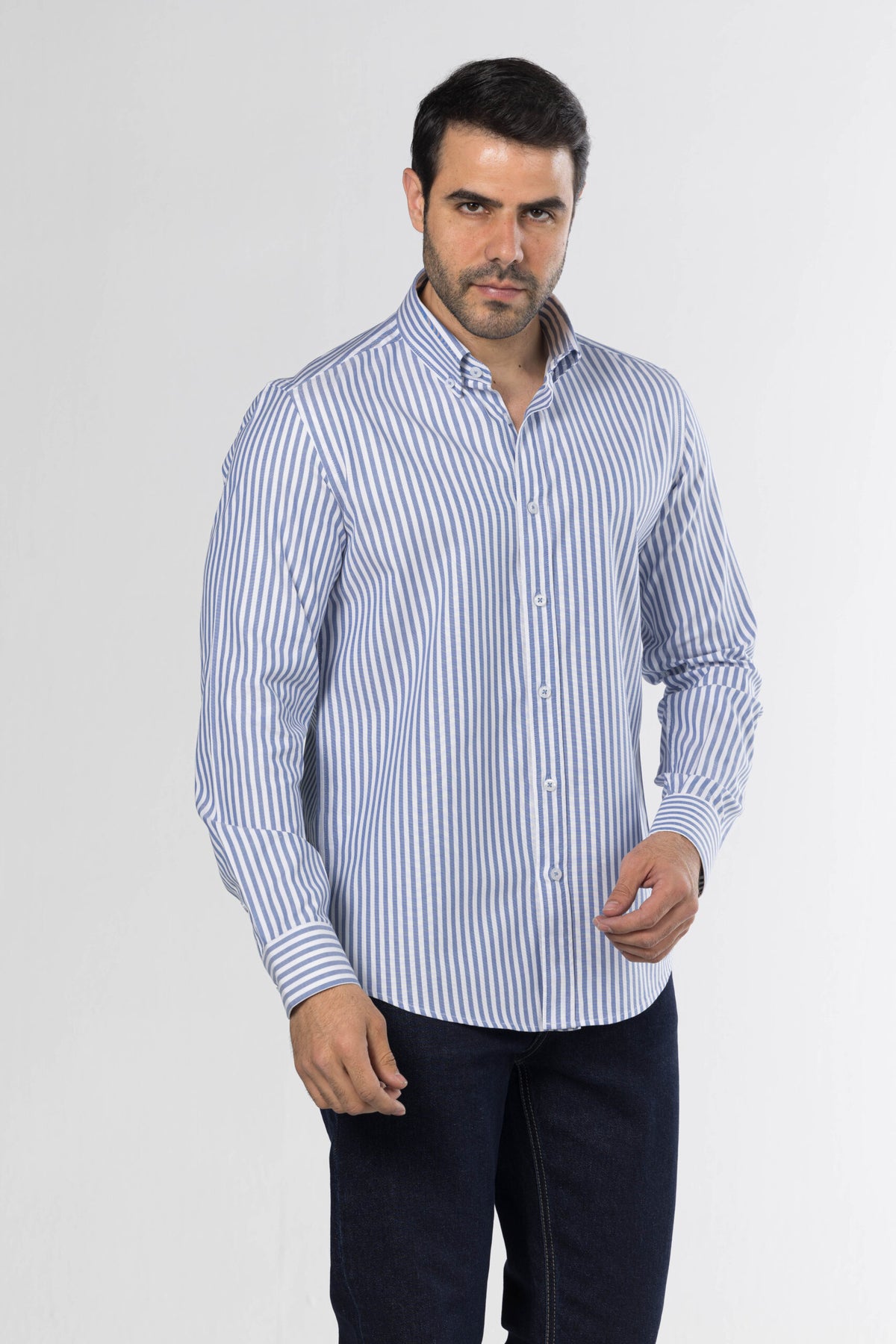 Long Sleeved Striped Shirt – Blue