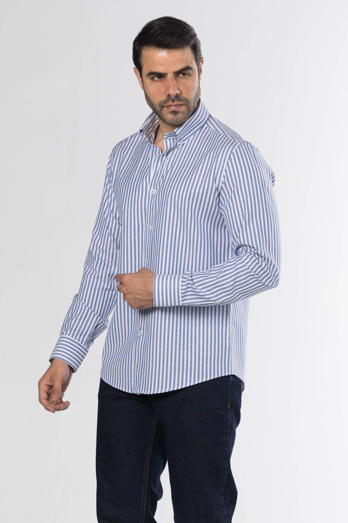 Long Sleeved Striped Shirt – Blue