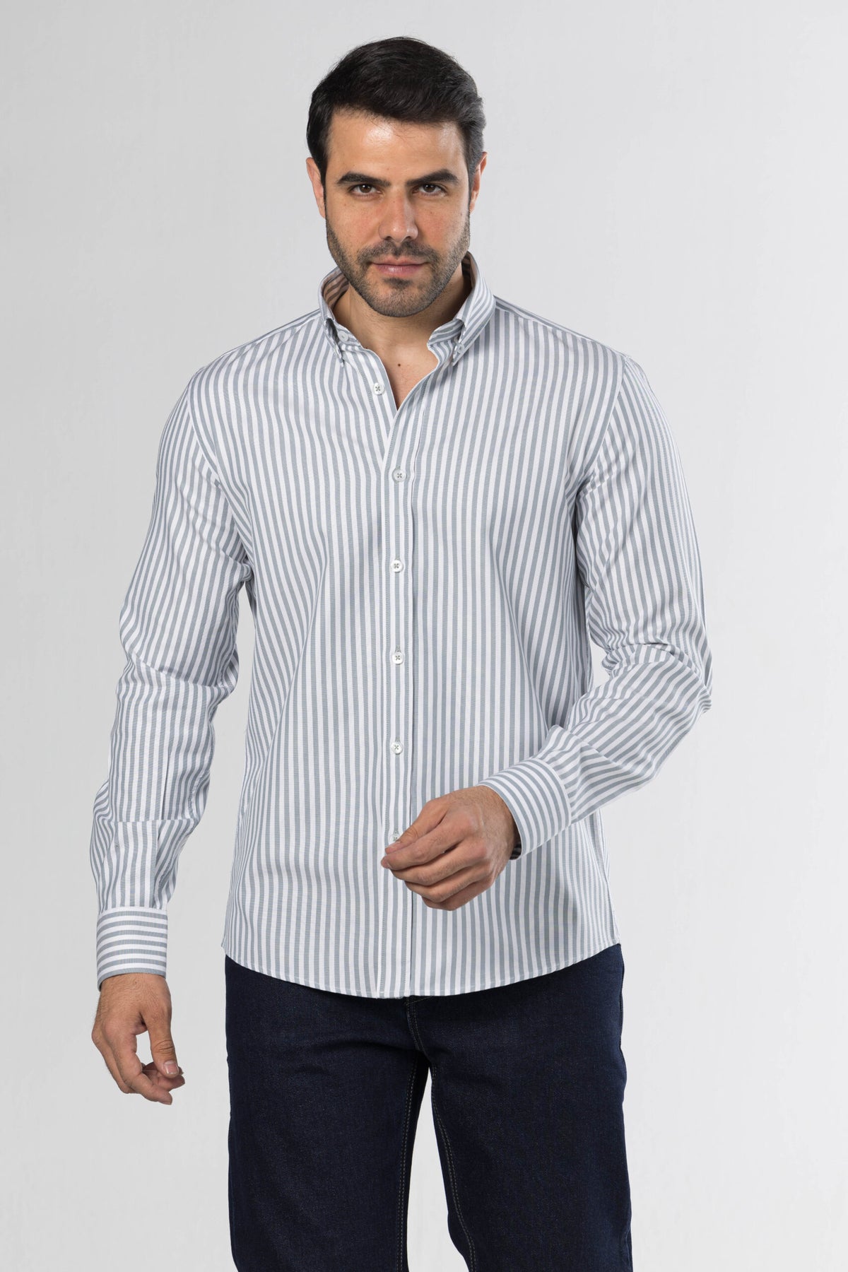 Long Sleeved Striped Shirt – Green