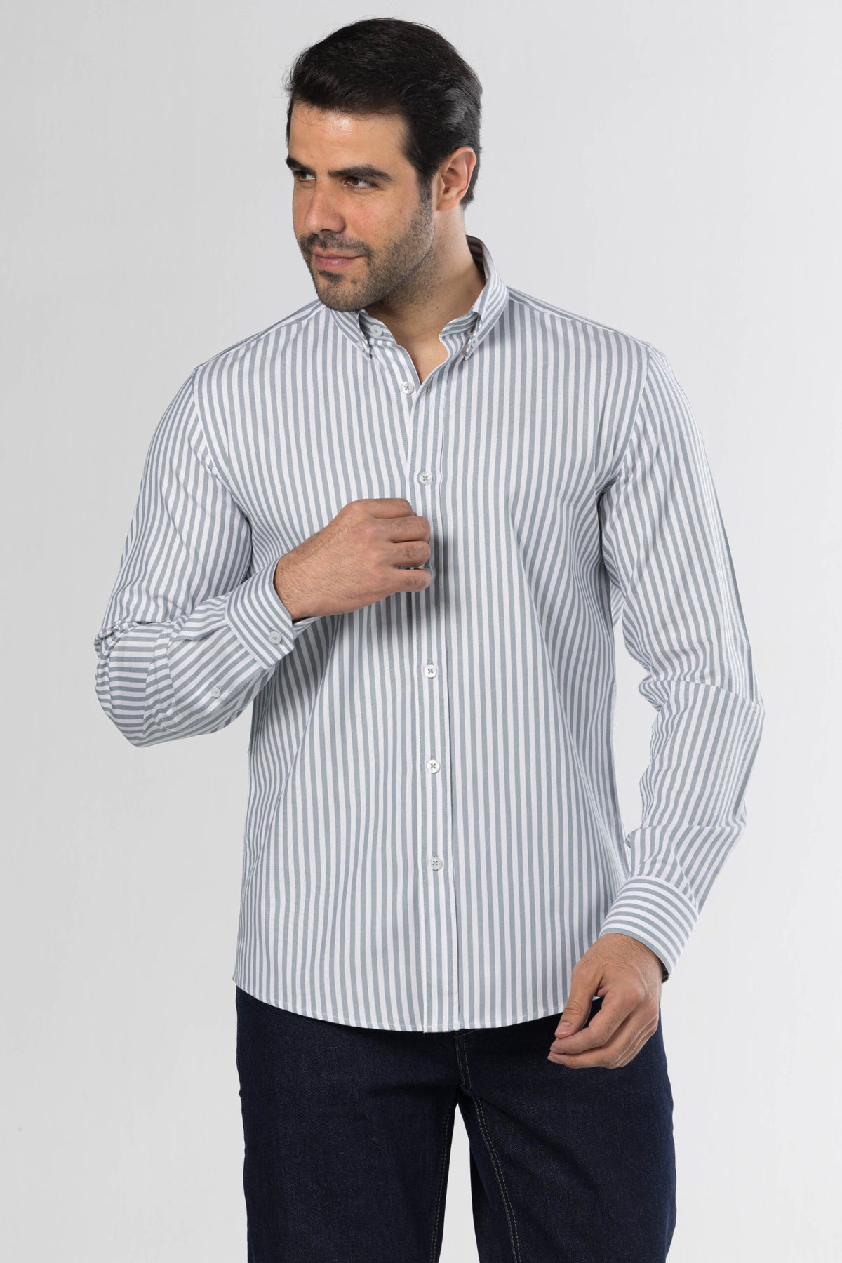 Long Sleeved Striped Shirt – Green