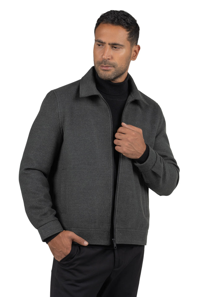 Men's Cotton Blend Full-Zip Jacket – Grey