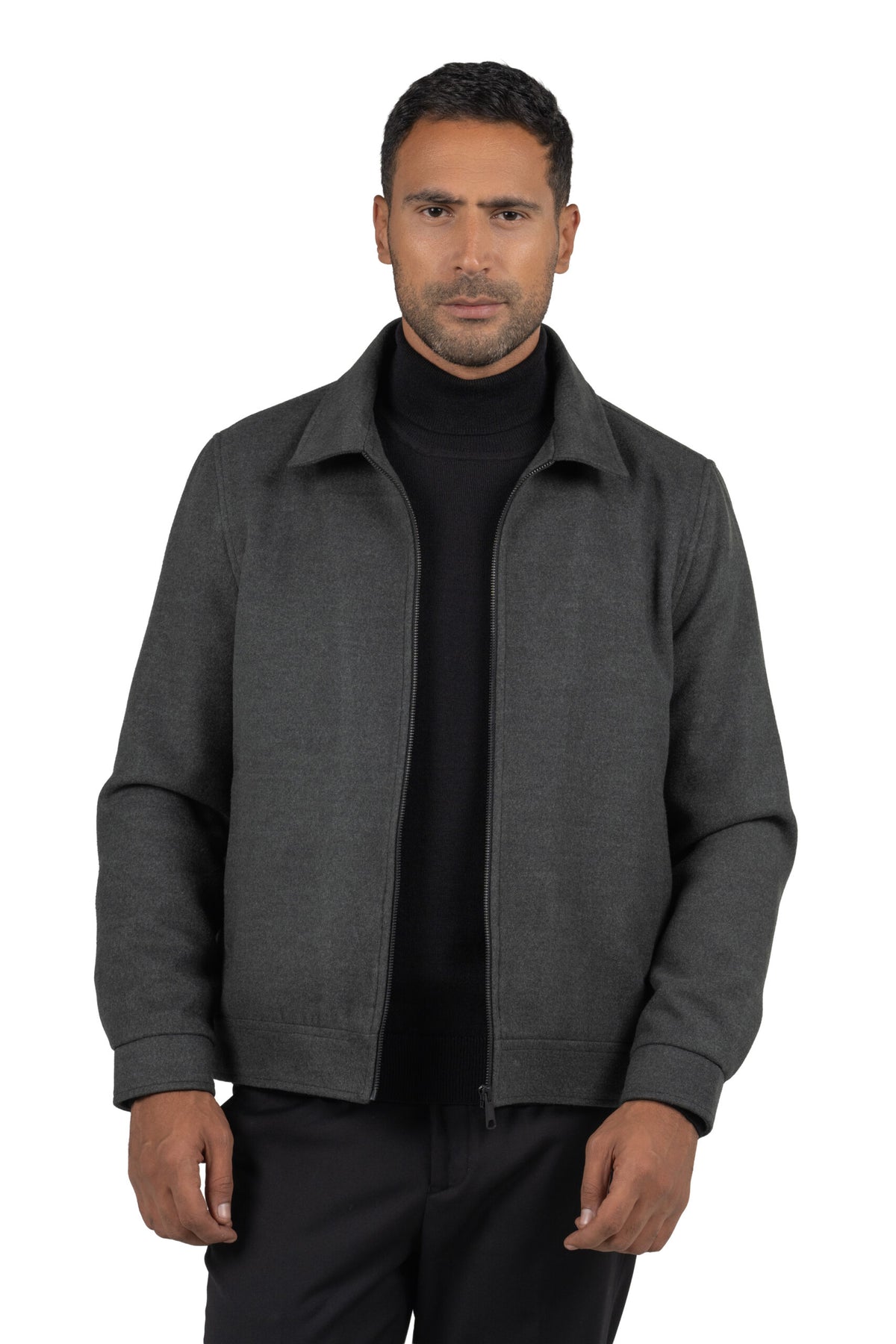 Men's Cotton Blend Full-Zip Jacket – Grey