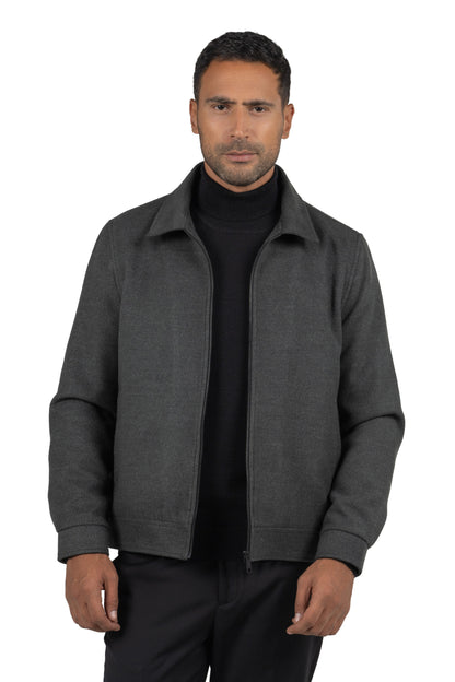 Men's Cotton Blend Full-Zip Jacket – Grey