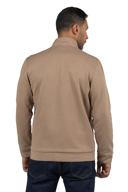 Men's Full-Zip Solid Sweatshirt – Beige
