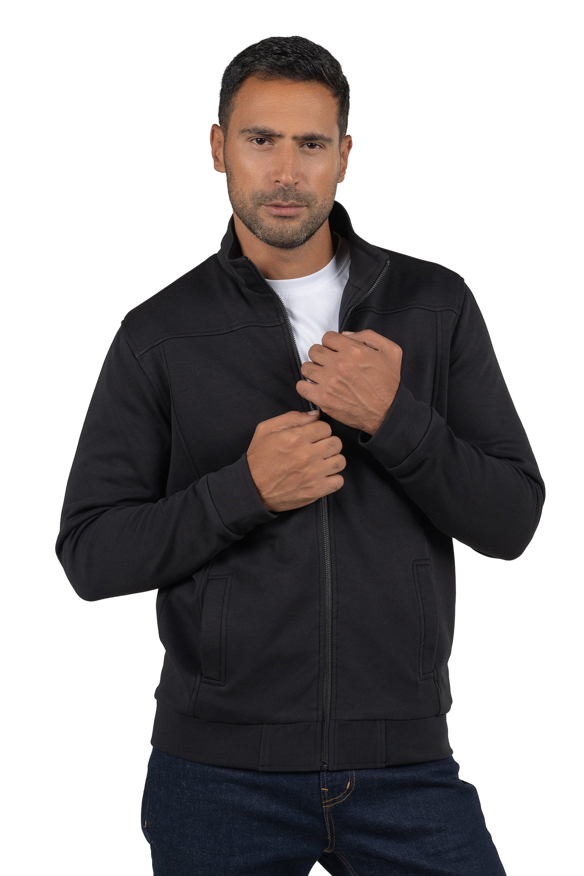 Men's Full-Zip Solid Sweatshirt – Black